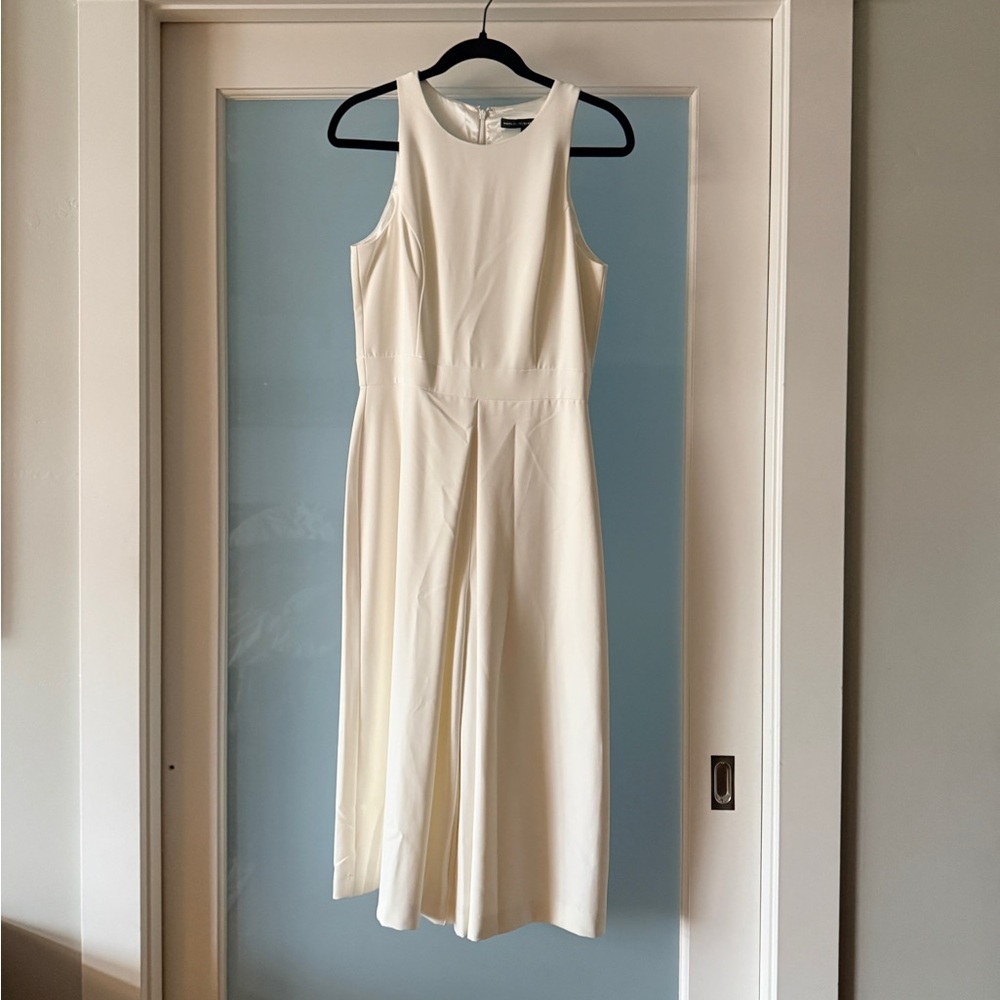 White House Black Market Cream Cropped Jumpsuit
